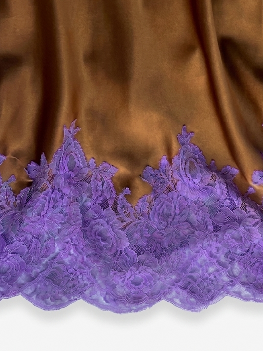 Silk midi skirt w/ French Lace