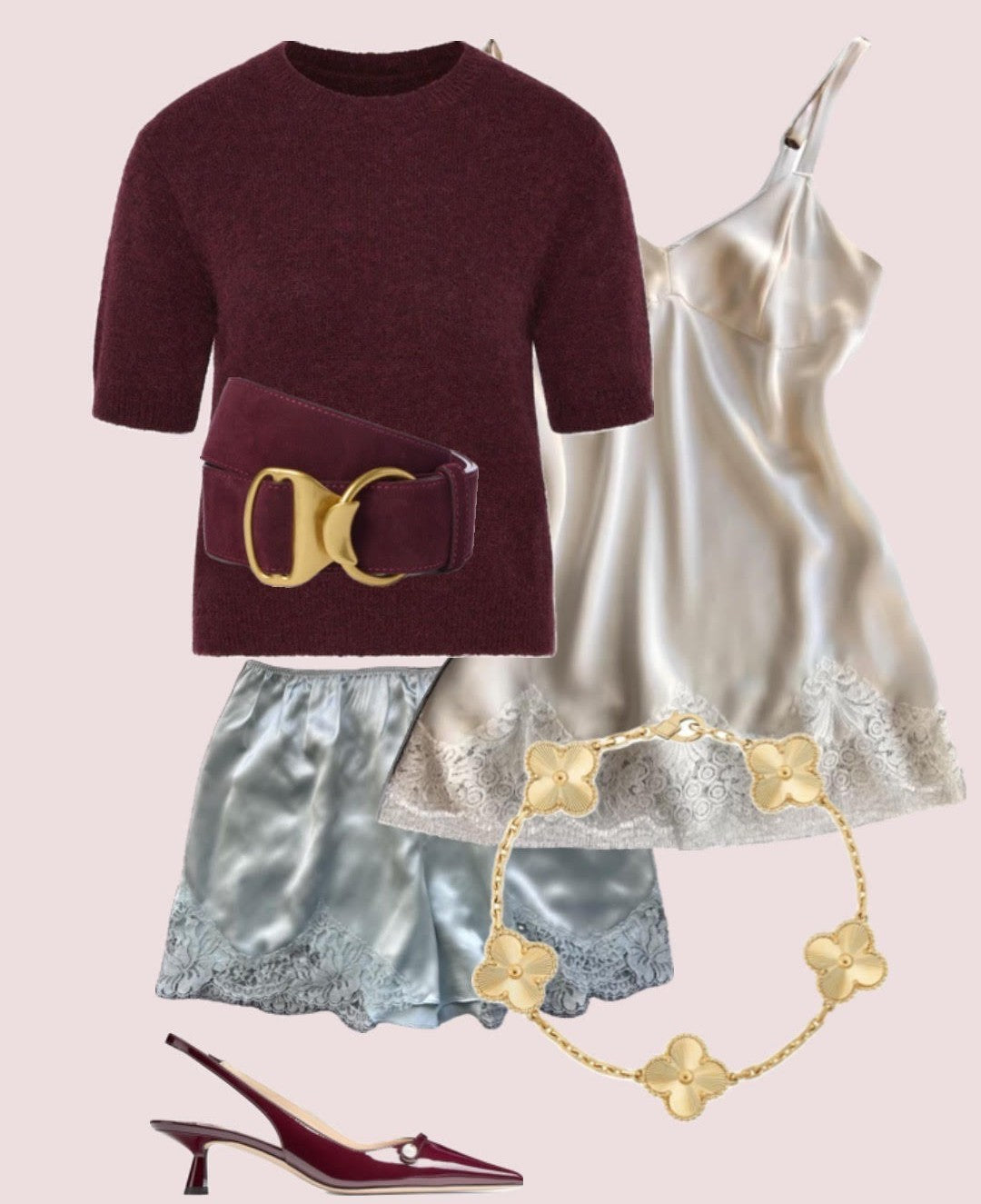 Lace-trimmed silk shorts