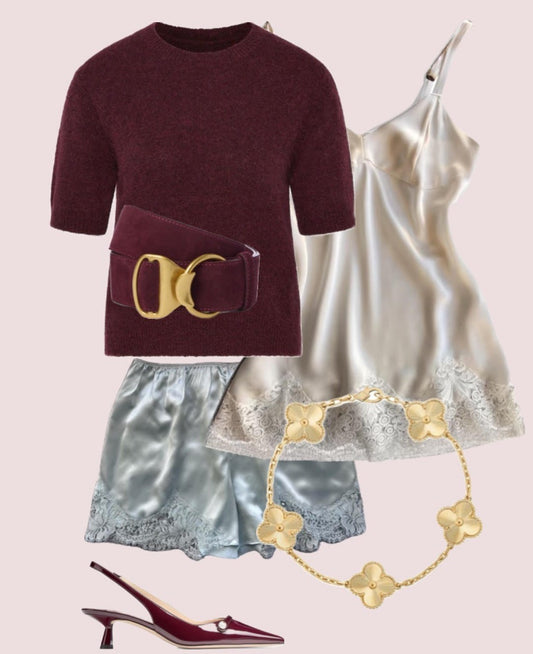 Lace-trimmed silk shorts