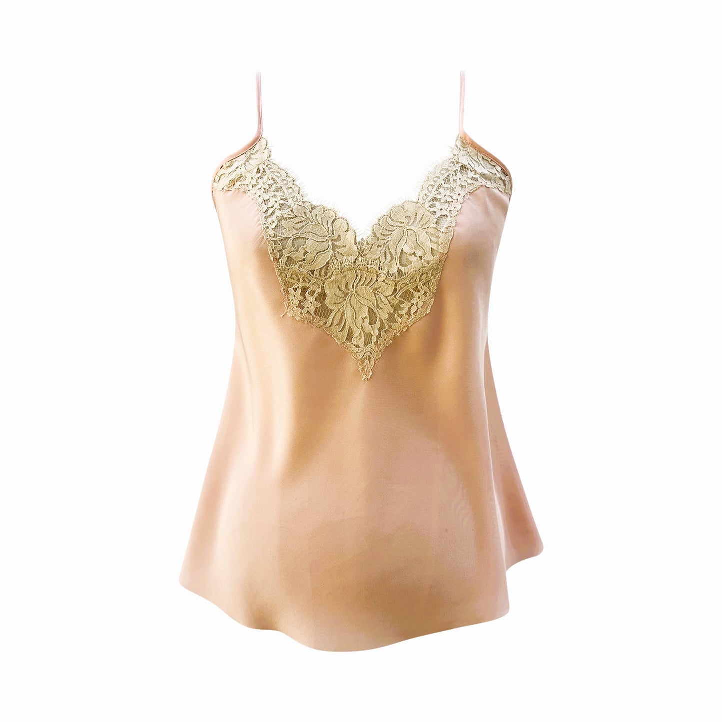 Silk Camisole with French Lace - Blush