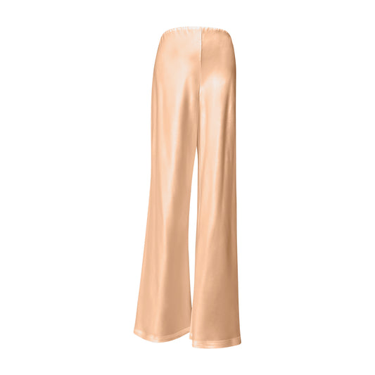 nude wide-leg pants with elastic waist
