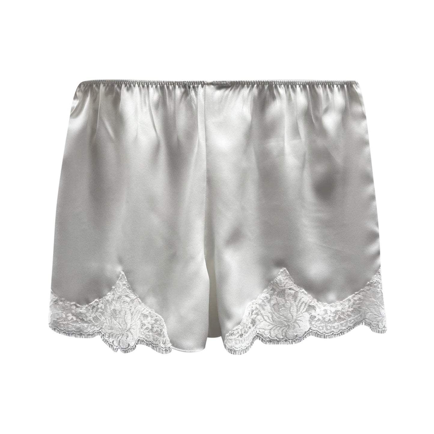 Lace-trimmed silk-satin shorts - Ivory