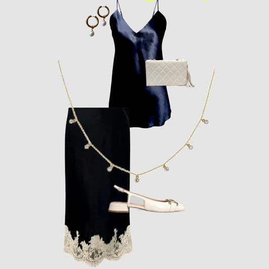 Bias silk midi skirt - Ivory