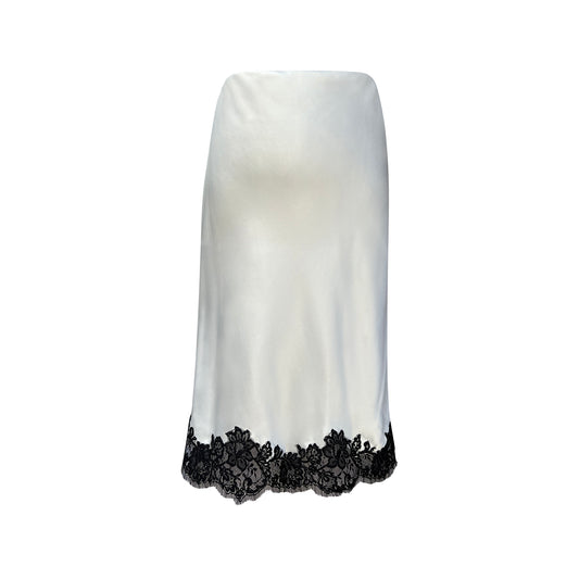 Silk midi skirt w/ French Lace - Small only