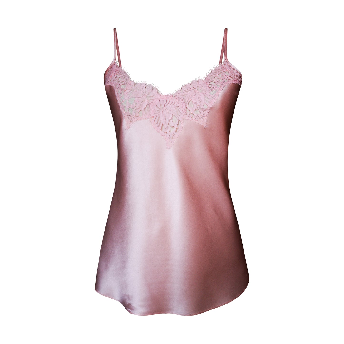 Pale Pink Silk Camisole with French Lace