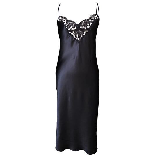 Long Silk Slip with French Lace and Side Splits