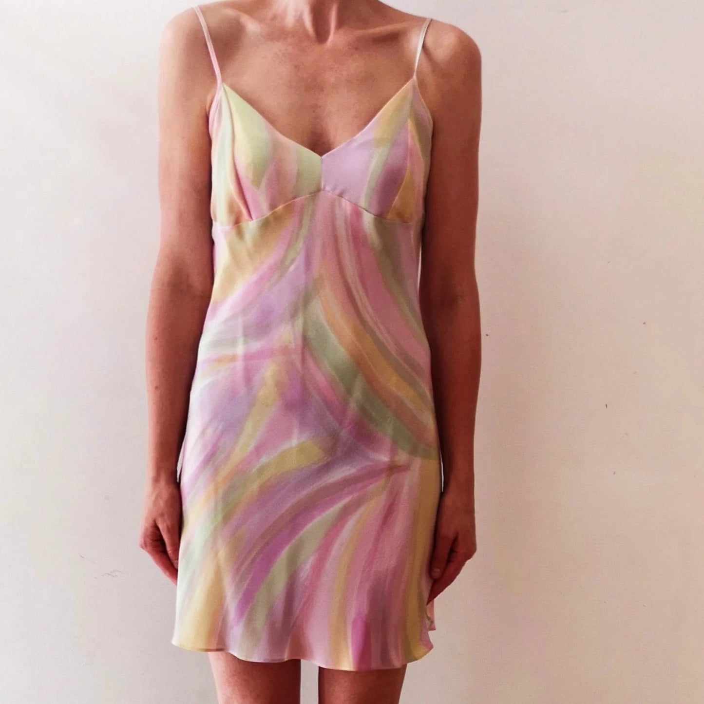 Hand-painted silk slip dress
