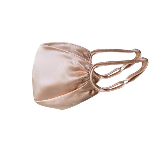 silk satin triple layer face mask in nude skin colour