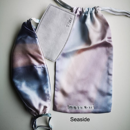 Bag & Mask Set - Triple Layer Silk Face Mask w/ Filter & Matching Silk Bag