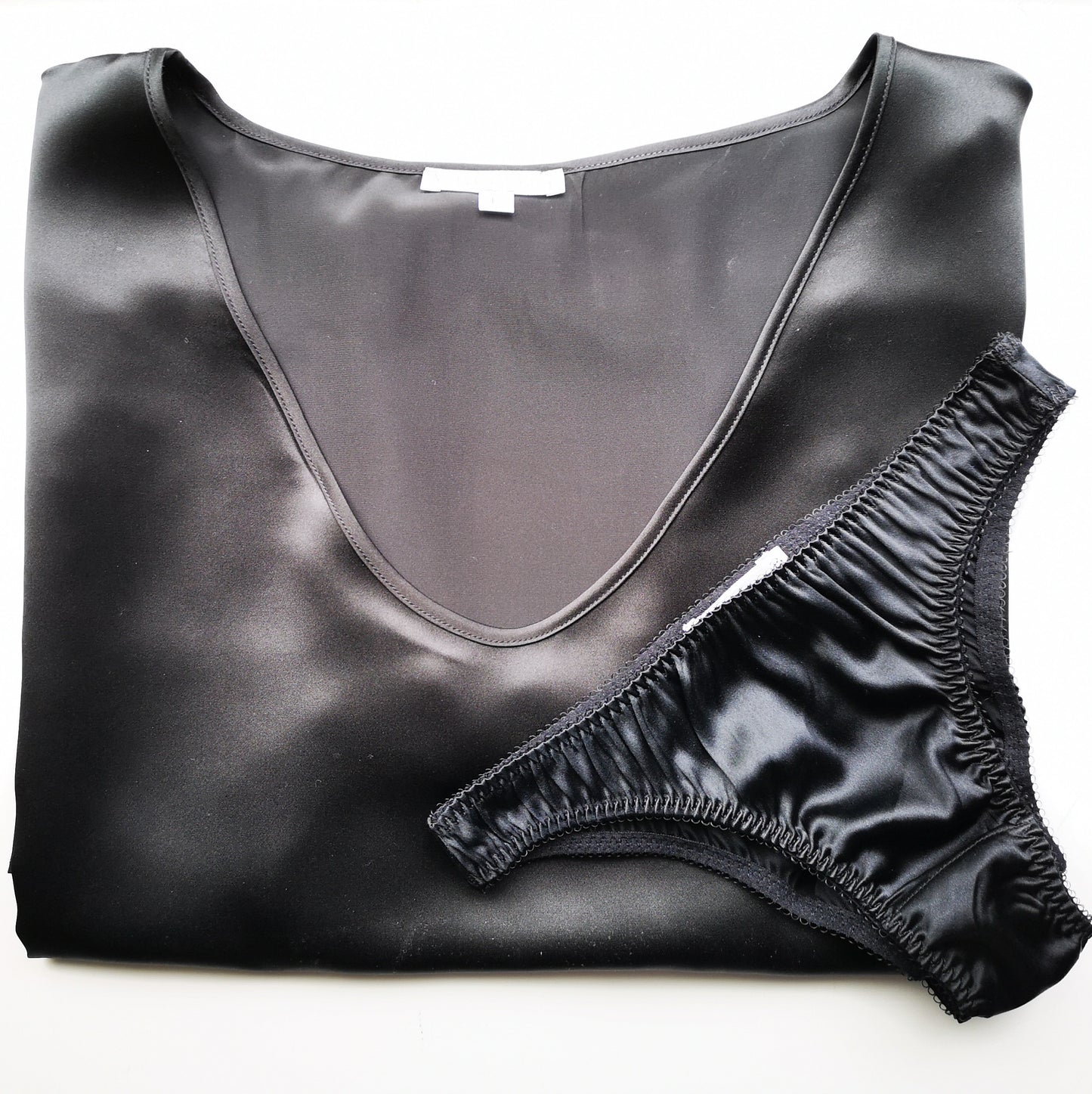 Oversized silk tee and knicker set