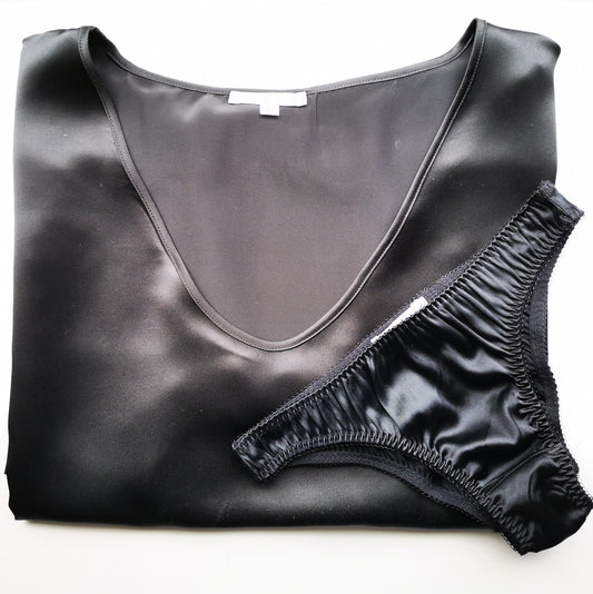 Oversized silk tee and knicker set