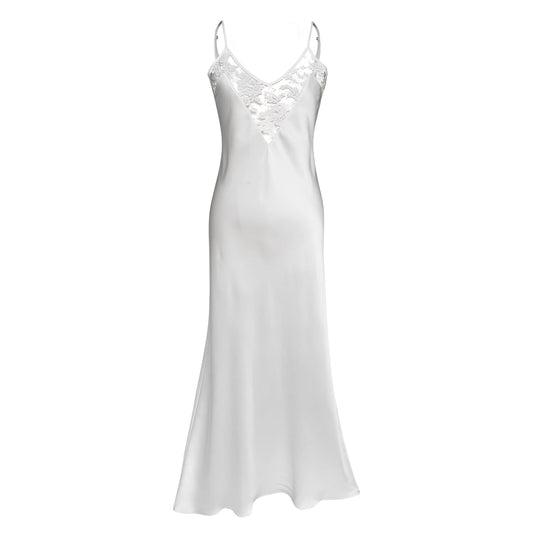 Ivory backless silk slip bride dress