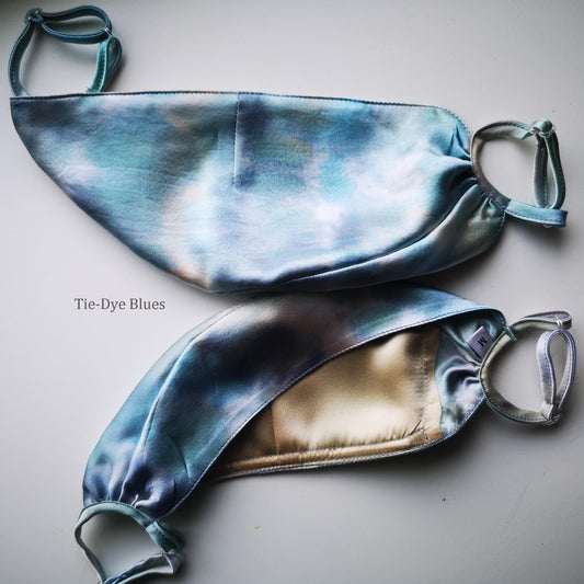 Hand-Painted Triple Layer Adjustable Silk Face Mask w/ Filter Pocket & Nose Wire