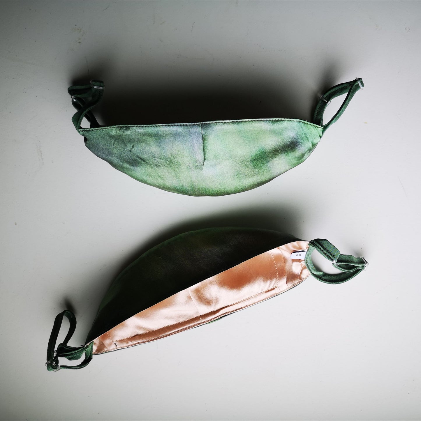 Limited Edition Hand-Painted Silk Face Mask - Green Tie Dye