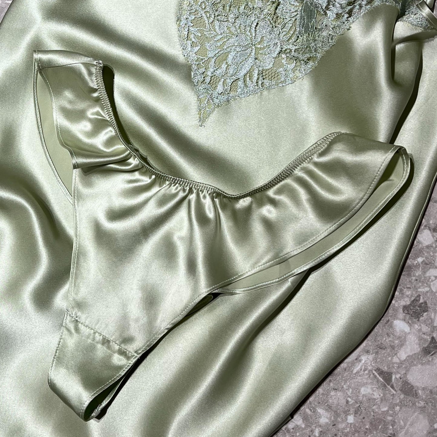 Luxe ruffled silk thong