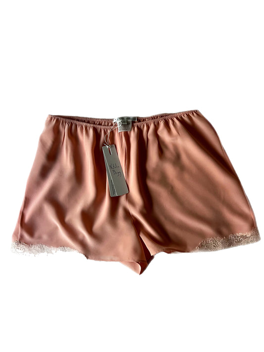 Lace-trimmed silk-crepe shorts