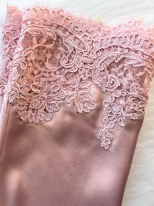 Silk midi skirt w/ French Lace - Medium Only
