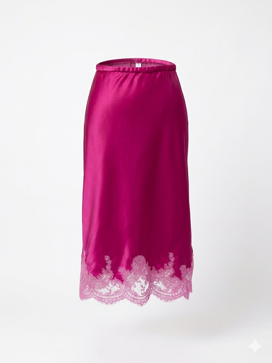 Bias silk midi skirt