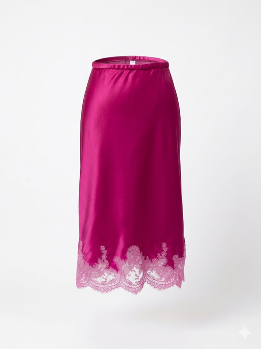 Bias silk midi skirt