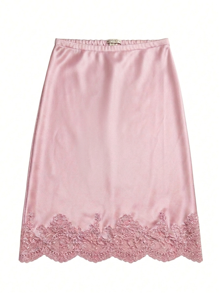 Silk midi skirt w/ French Lace - Medium Only