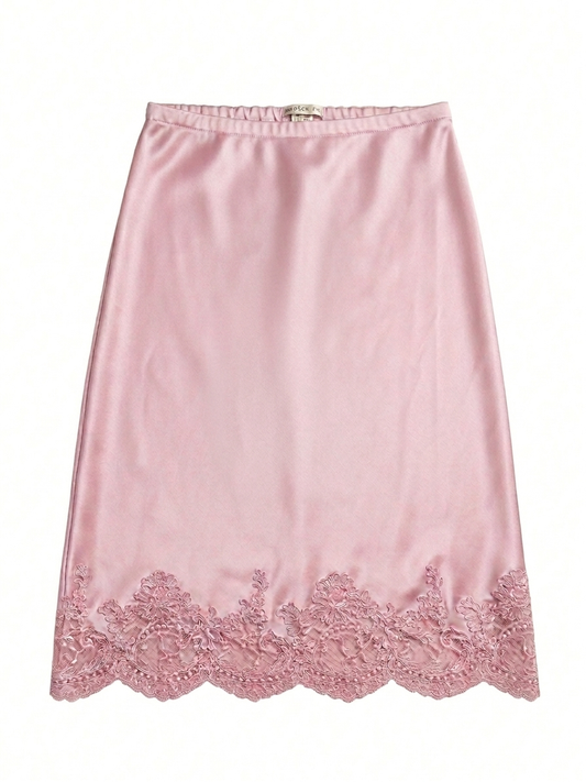 Silk midi skirt w/ French Lace - Medium Only