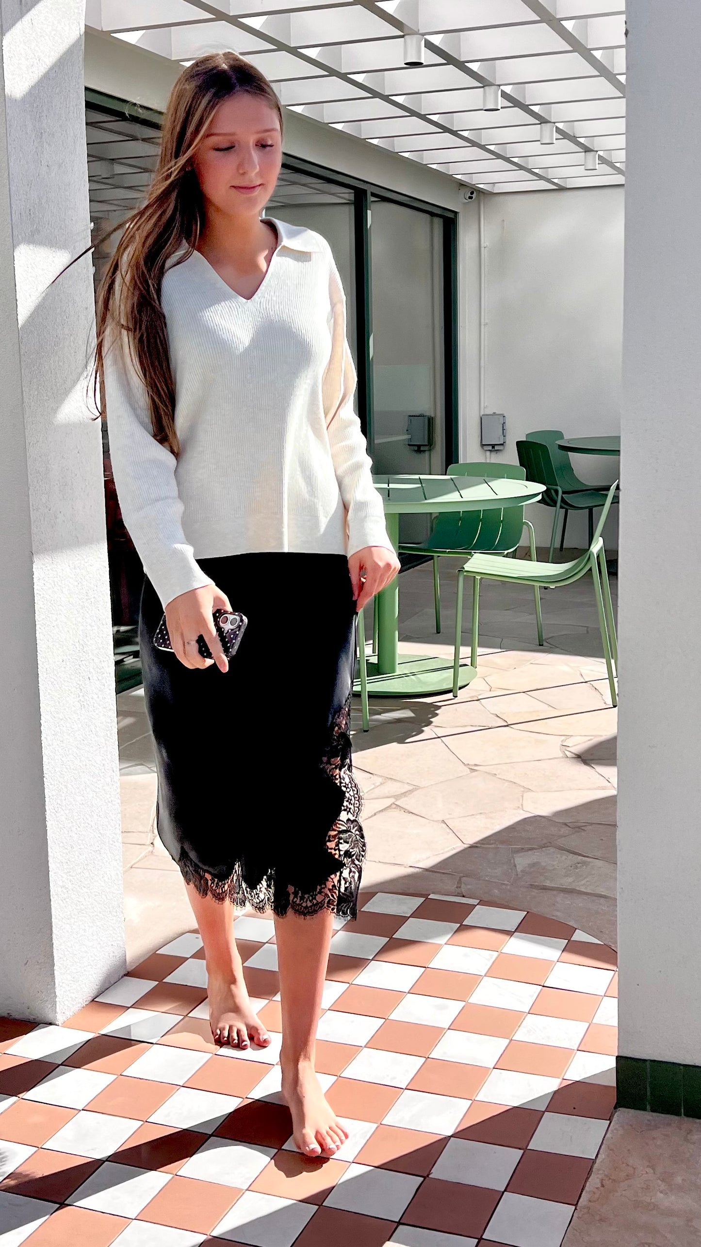 Skirt w/ French Lace & side split