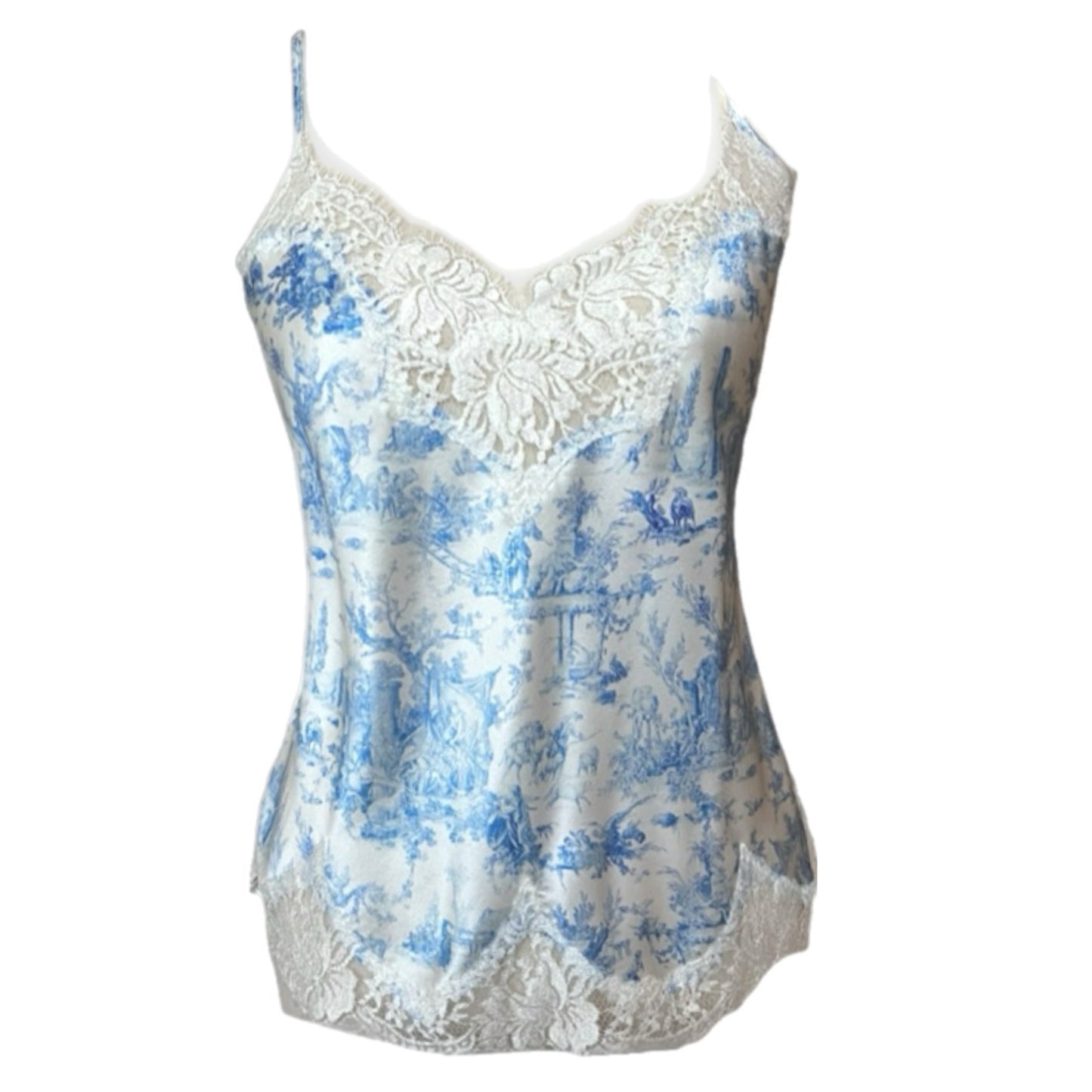 Toile de jouy camisole with French Lace
