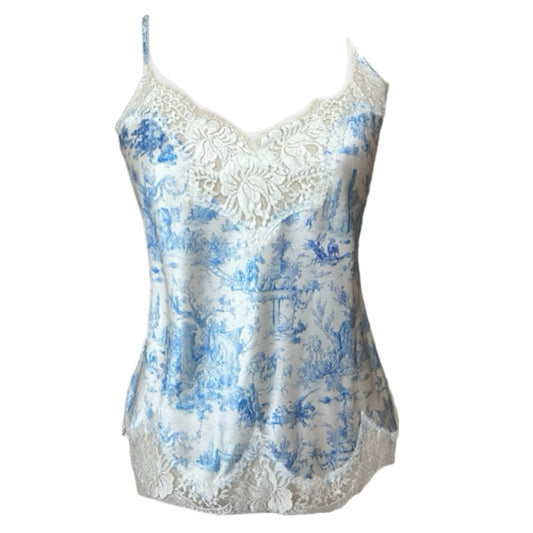 Toile de jouy camisole with French Lace
