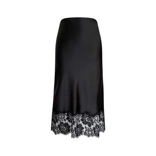 Black silk midi skirt -  (pre-order)