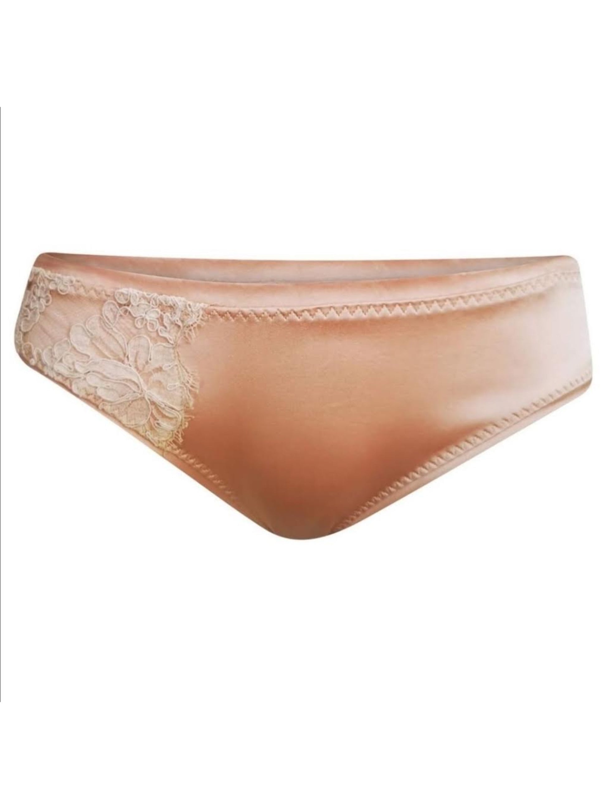 SILK UNDERWEAR IN TAN COLOUR WITH FRENCH LACE DETAIL