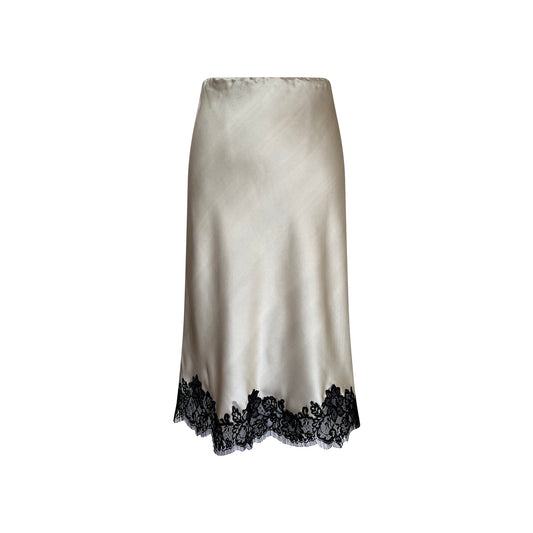 Platinum silk midi skirt