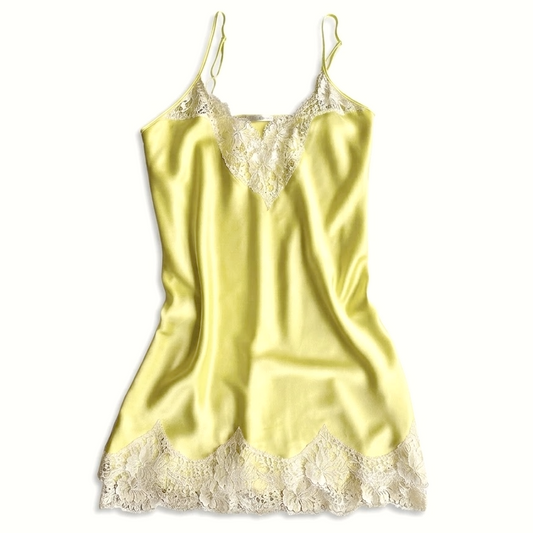 yellow double layer silk slip