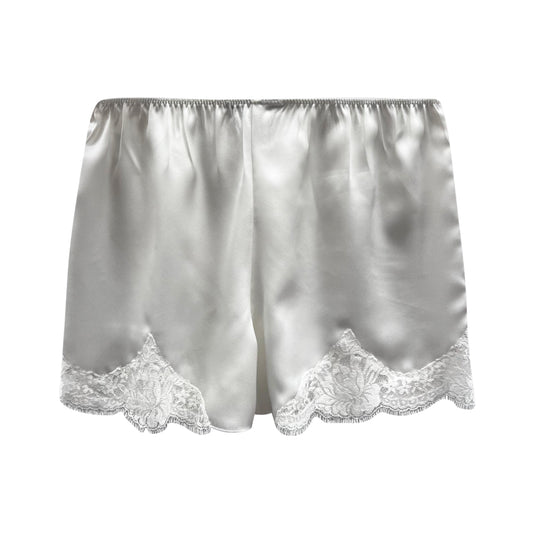 Lace-trimmed silk-satin shorts - Ivory