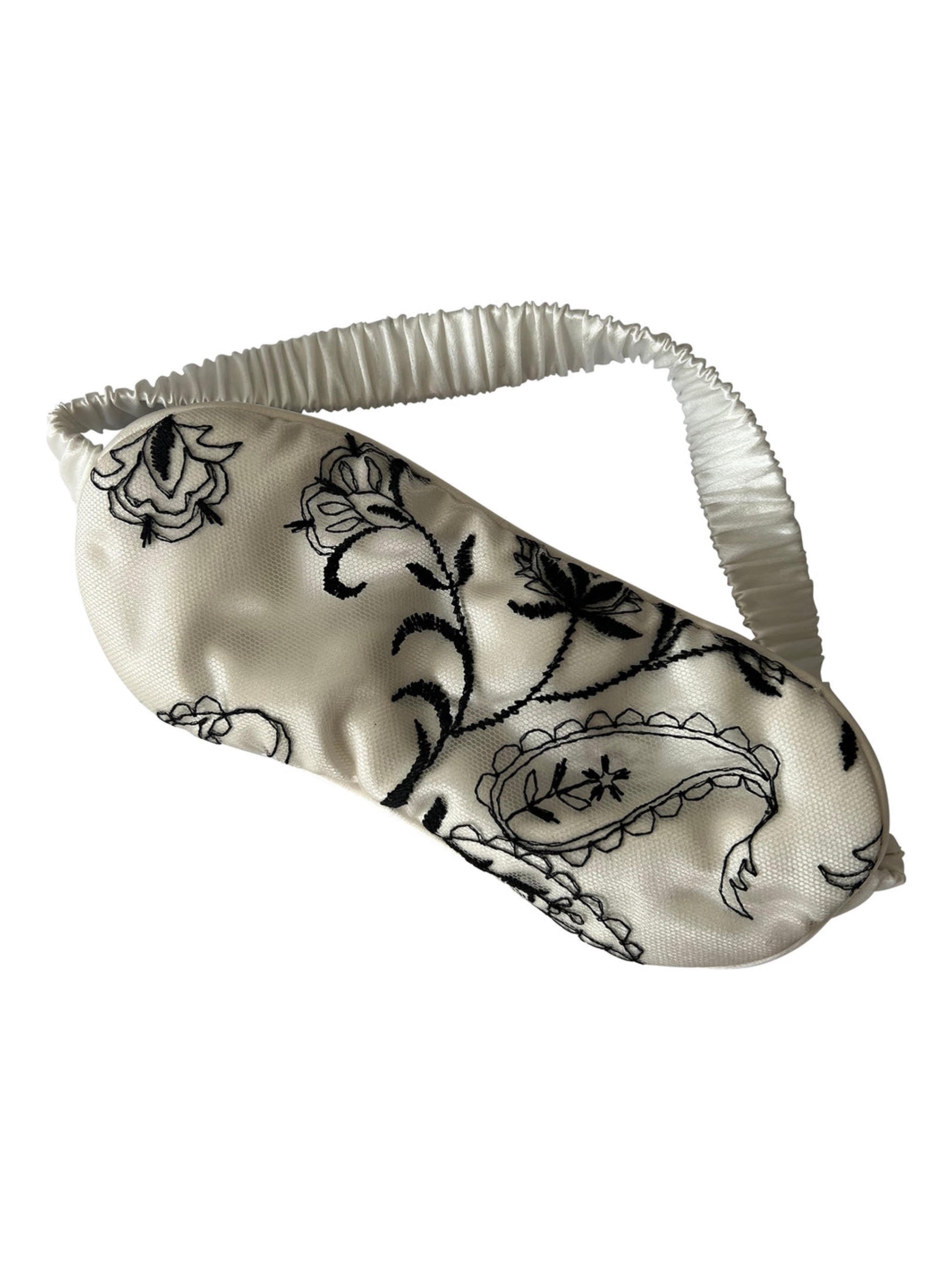 white with black lace eye mask for sleep