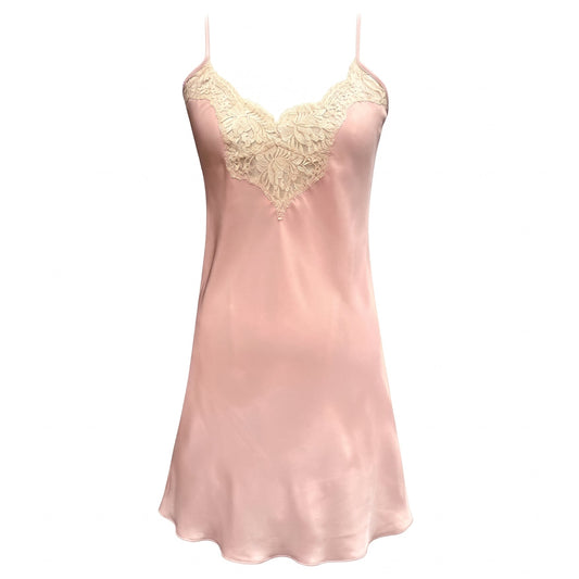 pink crepe silk lingerie slip