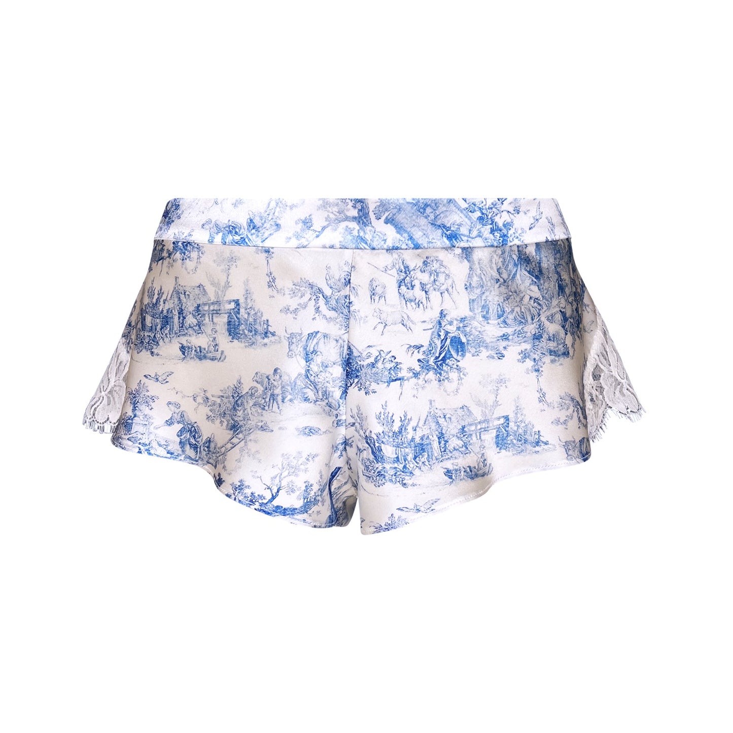 Toile de Jouy Silk French knickers with French lace - SALE