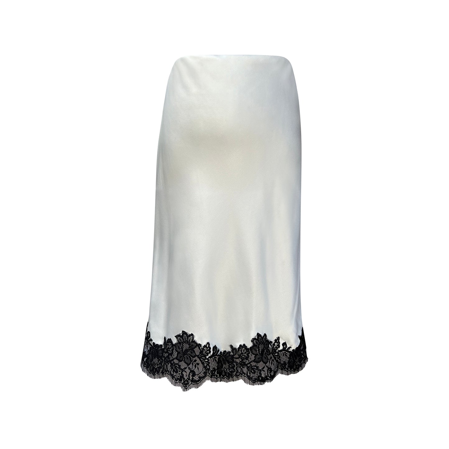 Silk midi skirt w/ corded French Lace
