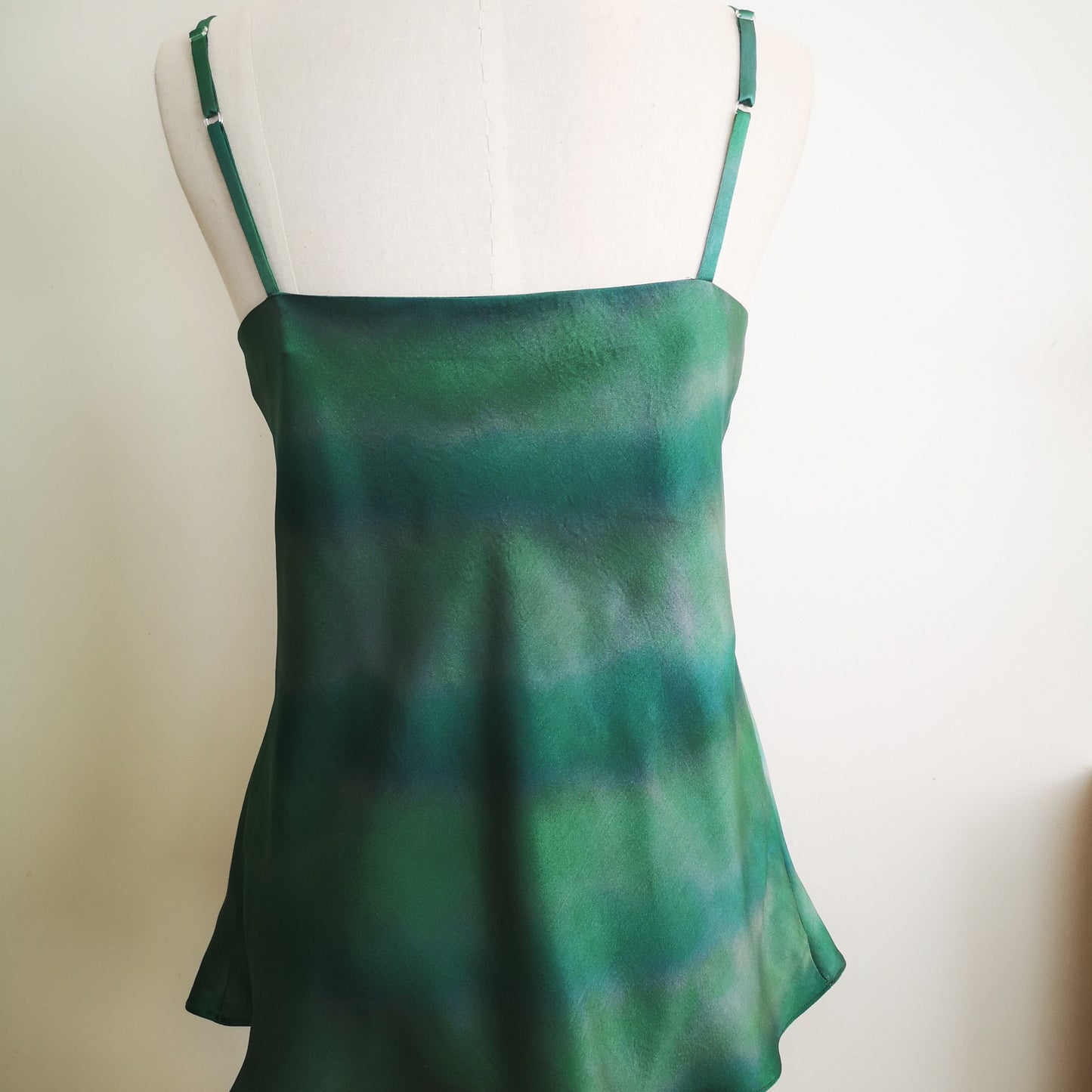 Khaki Greens Hand-painted silk camisole