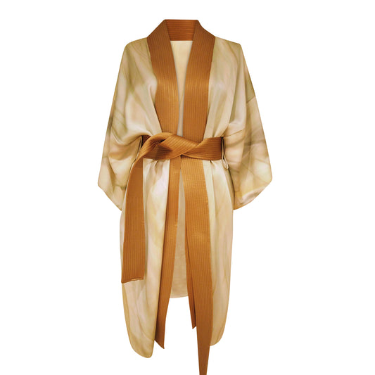 Quilted Silk Robe Mid-Calf