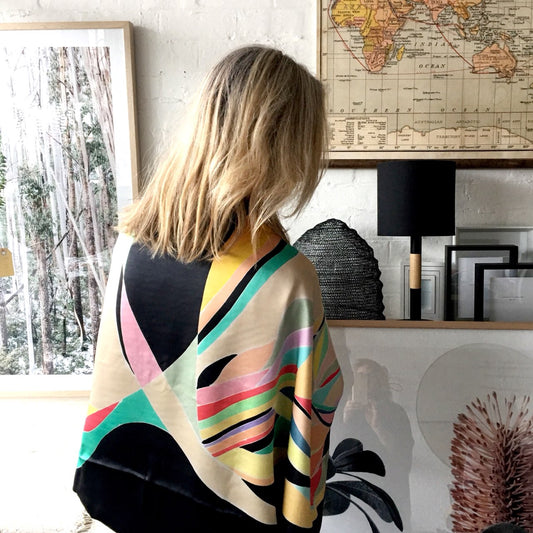 Hand-painted Silk Cape Scarf