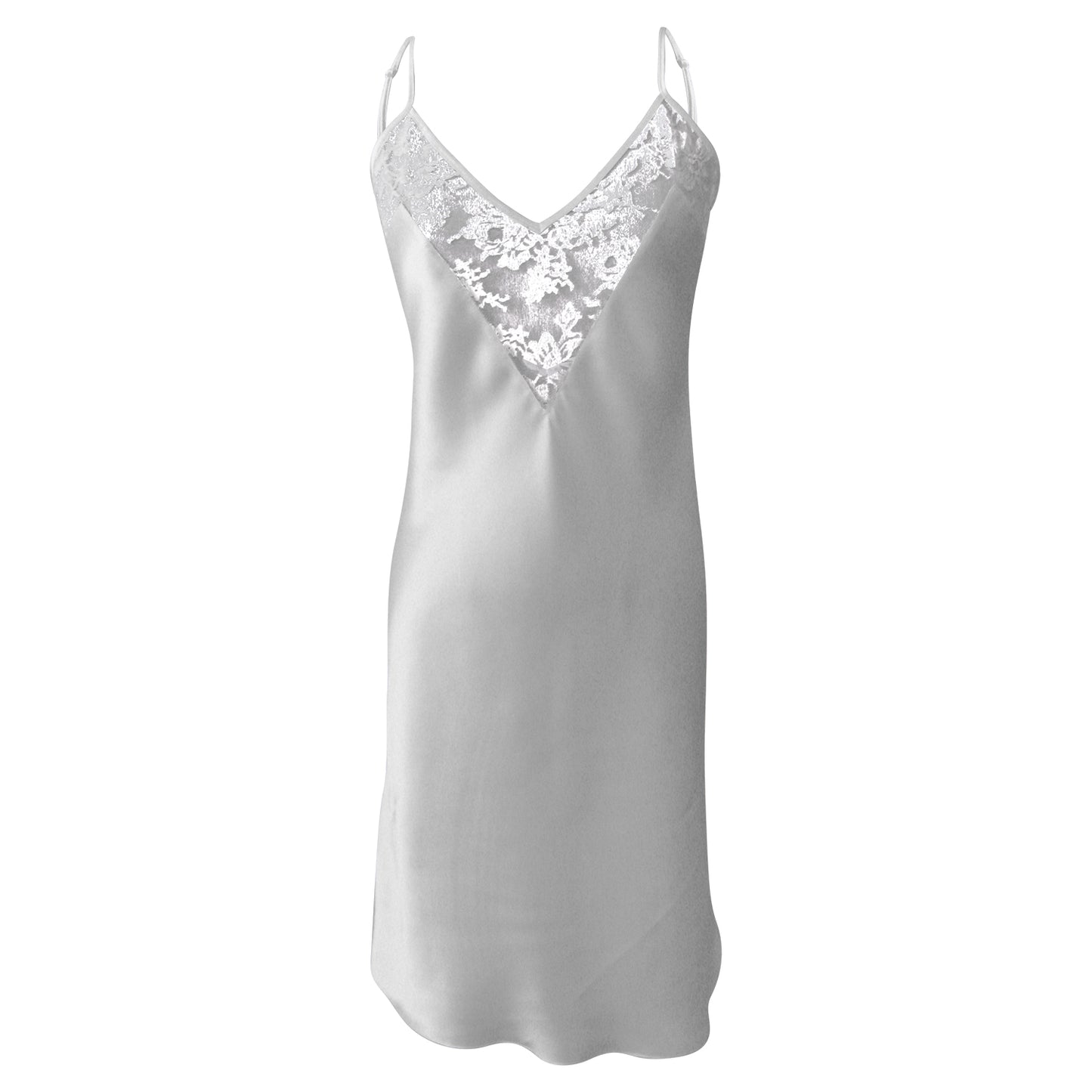 Silk backless slip with French lace
