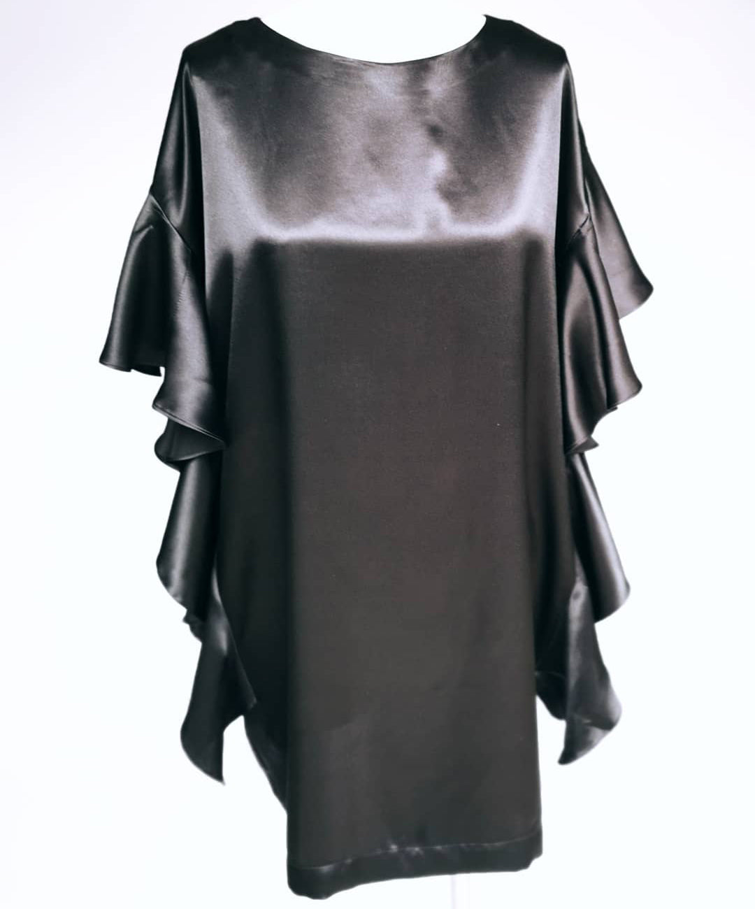 Black silk ruffle dress