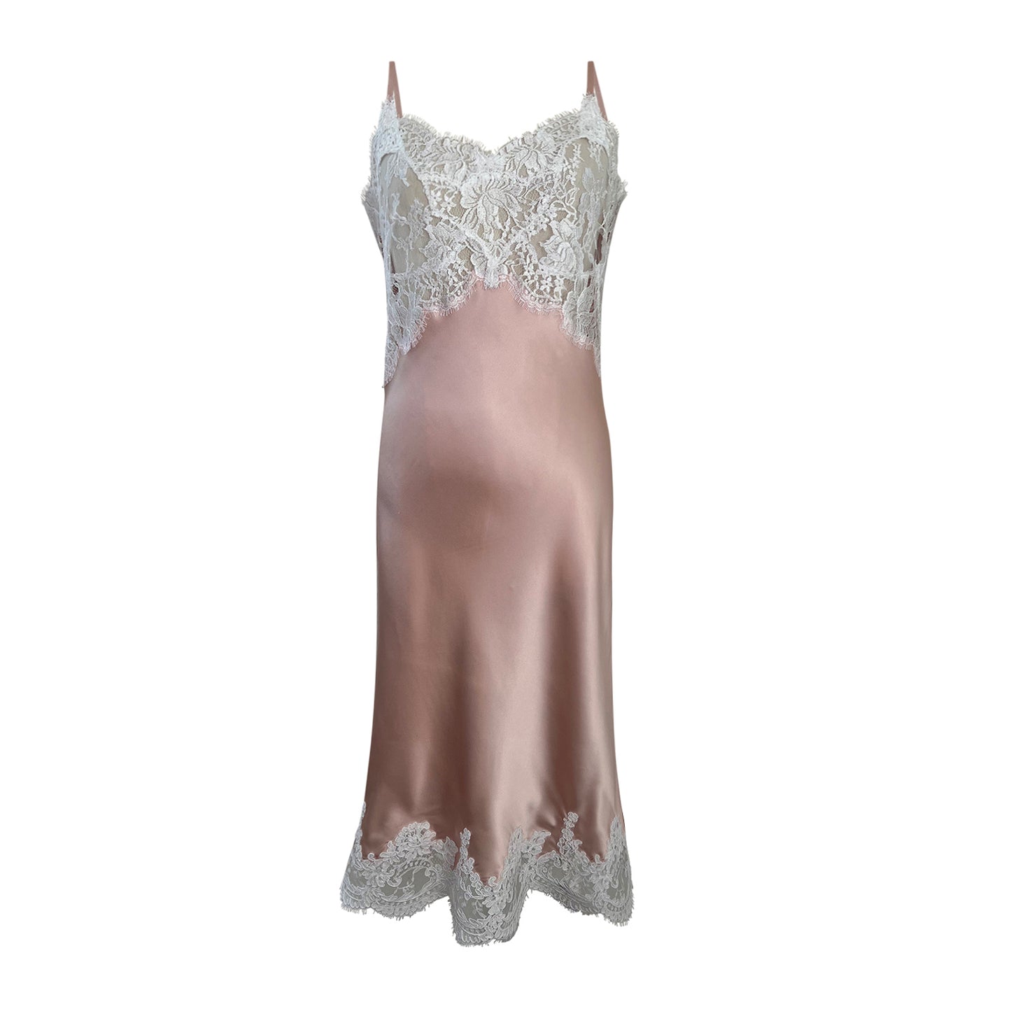 Silk Slip with French Chantilly and Alencon Laces